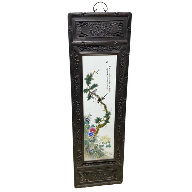 Chinoiserie Hand Painted Famille Rose Porcelain Panel 49.25" H For Sale In New York - Image 6 of 13