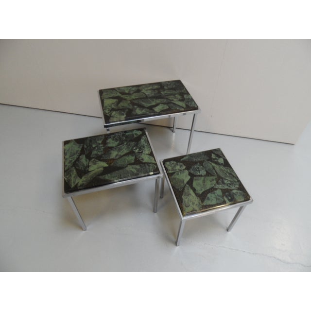Metal Vintage Nesting Tables, 1950s, Set of 3 For Sale - Image 7 of 9
