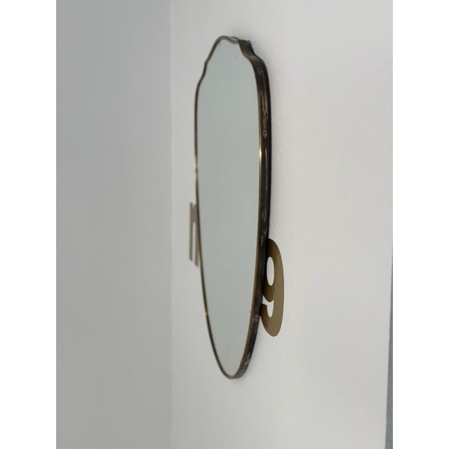 Vintage Italian Wave Brass Wall Mirror 1960s For Sale - Image 4 of 7