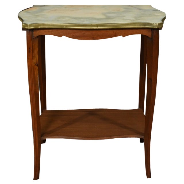 Mahogany and Marble Table, 1920s For Sale