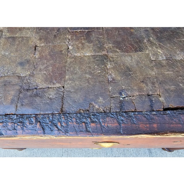 Brown Antique French Country Butchershop Butcher's Chopping Block Work Table For Sale - Image 8 of 12
