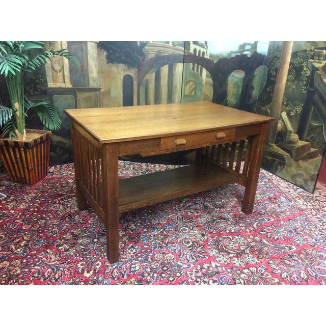 Mission Antique Mission Style Desk, Oak Desk For Sale - Image 3 of 8