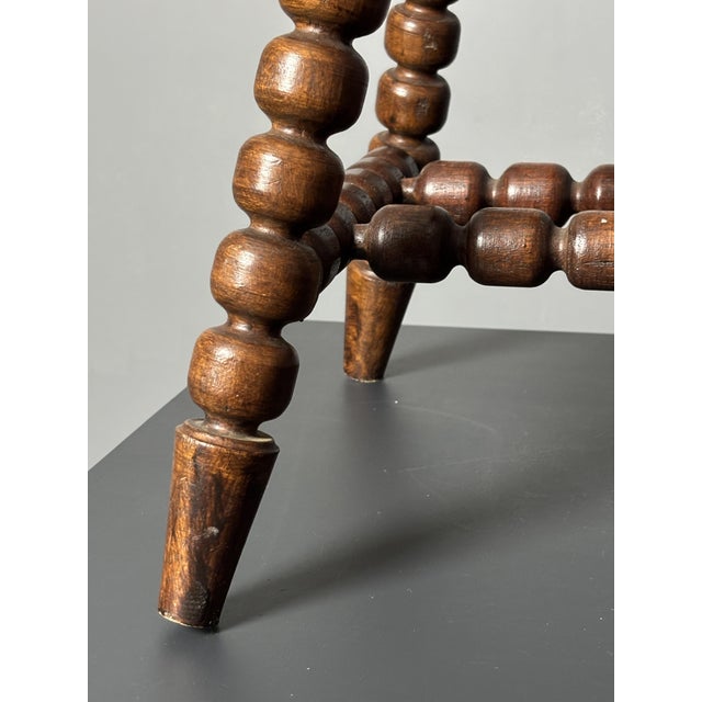 Mid-Century Brutalist Turned Wood Stool in the style of Charles Dudouyt, 1950s For Sale - Image 15 of 18