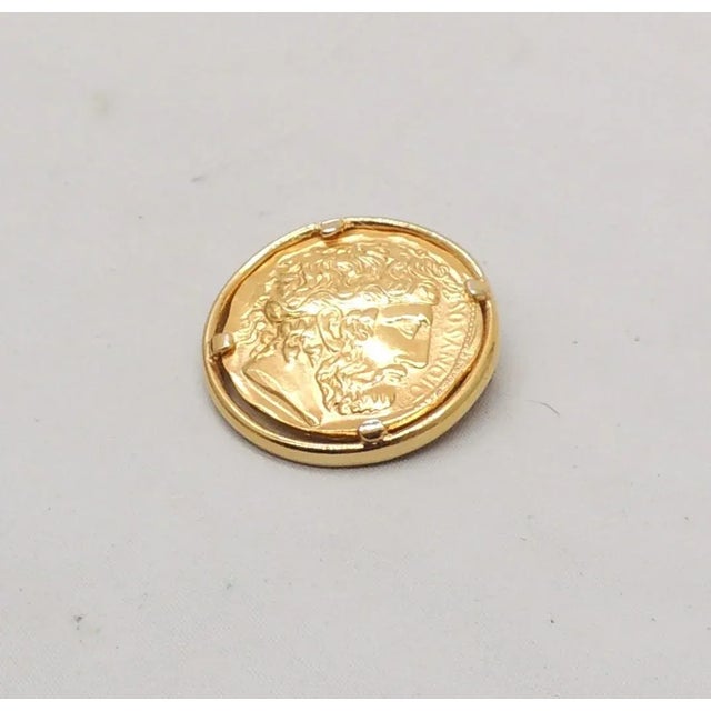 Mediterranean Vintage 1980 Signed Napier Goldtone Greek Figure Dionysus Brooch For Sale - Image 3 of 7