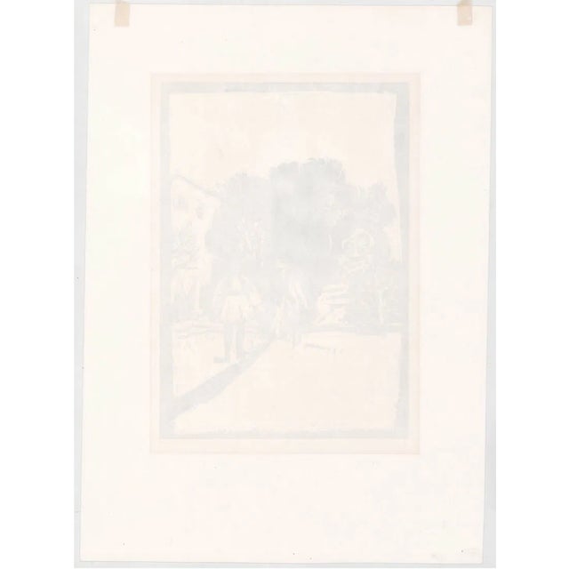 1960s 1968 Steven Trefonides Evzone and Family Woodcut For Sale - Image 5 of 5