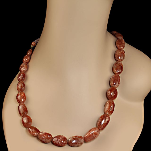 Early 21st Century Graduated African Sunstone Necklace For Sale - Image 5 of 5