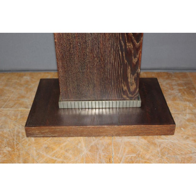 Art Deco Pedestal Table in Oak and Nickel-Plated Bronze, 1930s For Sale - Image 11 of 13