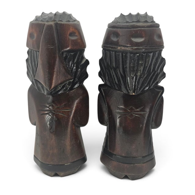 1950s 1950s Japanese Ainu Hand-Carved Wood Figures, Hokkaidō, Pair For Sale - Image 5 of 12
