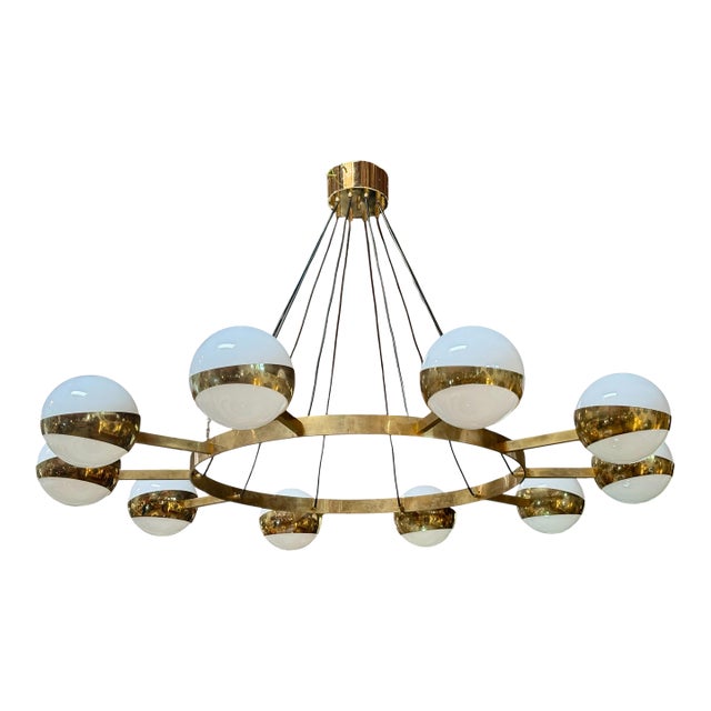 1960s Italian Chandelier by Stilnovo, 10 Lights For Sale