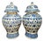 Pair of Chinese Blue and White Interlocking Lotus General’s Ginger Jars, Chinoiserie Lidded Urns For Sale
