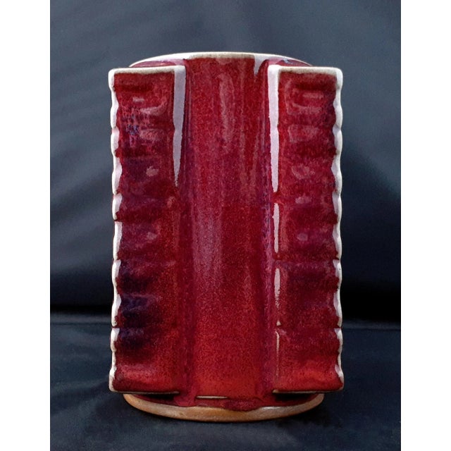 Chinese Early 20th Century Chinese Porcelain Flambe Glaze Cong Vase For Sale - Image 3 of 9