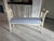 French Provincial Late 19th Century French Directoire Style Painted Bench With Light Blue Upholstery For Sale - Image 3 of 10