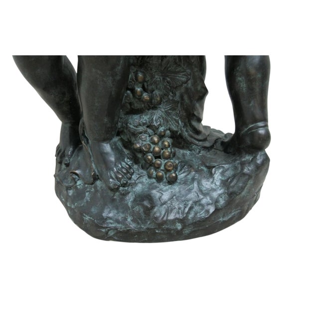 Metal Vintage Bronze Frolicking Boys Statue Italian Regency French Urn Planter For Sale - Image 7 of 12