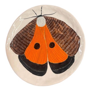 Vintage Studio Ceramic Moth Decorative Plate For Sale