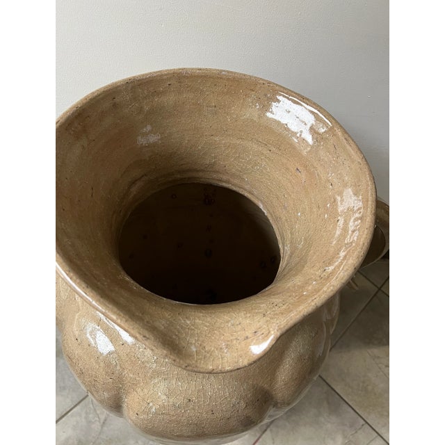 1950s Large Vintage 1950s Spanish Glazed Ceramic Urn For Sale - Image 5 of 12