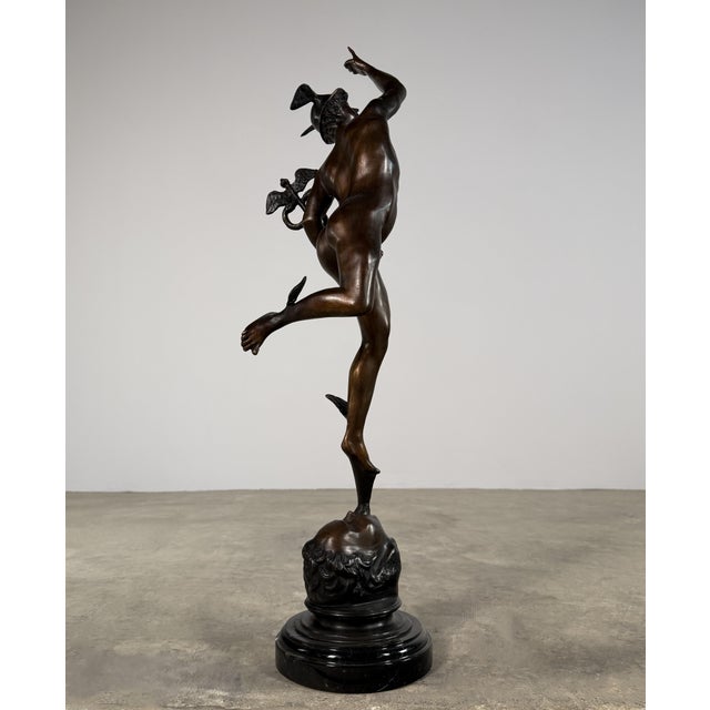 Large Bronze Mercury (Hermes) Sculpture After Boschetti – 31” Tall, Classical Grand Tour For Sale - Image 9 of 10