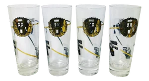 Vintage 1950s-60s SMid-Century Modern Gilded Printing Advertising Guild Highball Glass Barware - Set of 4