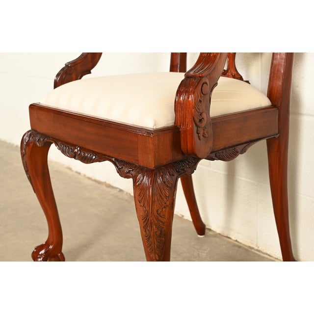 Baker Furniture Style Chippendale Carved Mahogany Dining Chairs, Set of Eight For Sale - Image 12 of 16