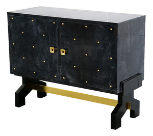 Two-Door Sideboard in Black Parchment, 1980s