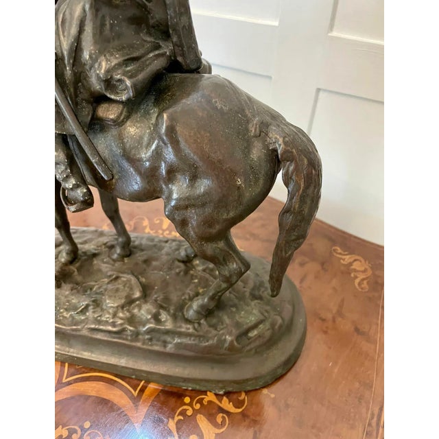Antique Victorian Quality Bronze Figure of Cossack on Horseback For Sale - Image 3 of 12