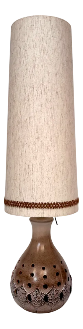 Large Table Lamp with Illuminated Ceramic Base and Leaf Motif from Hustadt Leuchten, West-Germany, 1960s