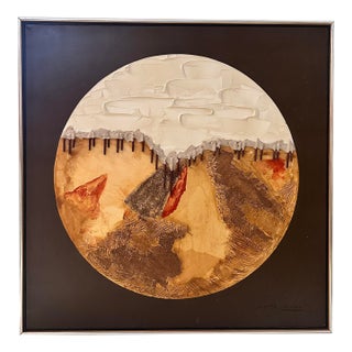 Mid Century Mixed Media Painting For Sale