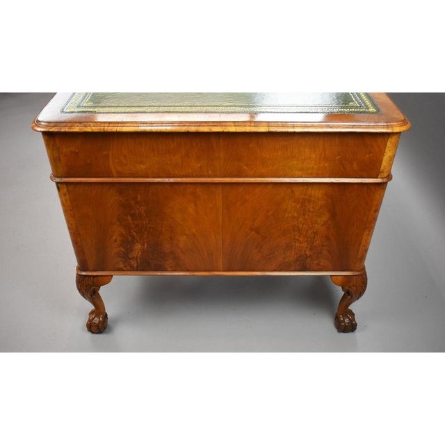 Vintage Figured Walnut Pedestal Desk, 1920 For Sale - Image 3 of 12