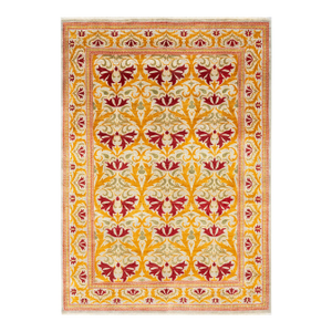 Arts & Crafts, One-of-a-Kind Hand-Knotted Area Rug - Ivory, 6' 4" x 9' 2"