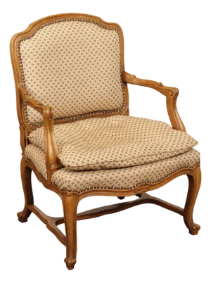 French Provincial Style Carved Frame Fauteuil Armchair