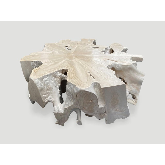 Wood Andrianna Shamaris Bleached Teak Wood Round Organic Coffee Table For Sale - Image 7 of 18
