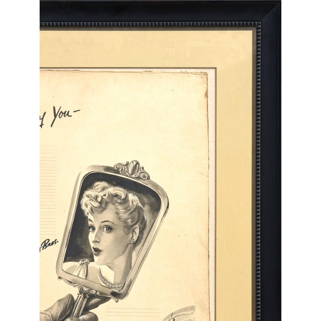 Early 20th Century Robert Joy "There are Two of You" Early Modern Original Foley's Ad Layout of Woman & Mirror, Early 20th Century For Sale - Image 5 of 10
