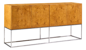 Milo Baughman for Thayer Coggin Mid Century Burlwood and Chrome Credenza