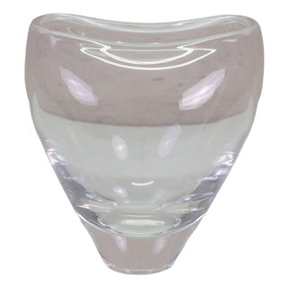 Mid Century 1960s Steuben Crystal Asymmetric Lunar Pinch Top Vase 5" For Sale