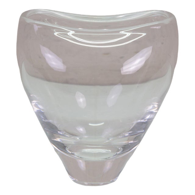 Mid Century 1960s Steuben Crystal Asymmetric Lunar Pinch Top Vase 5" For Sale