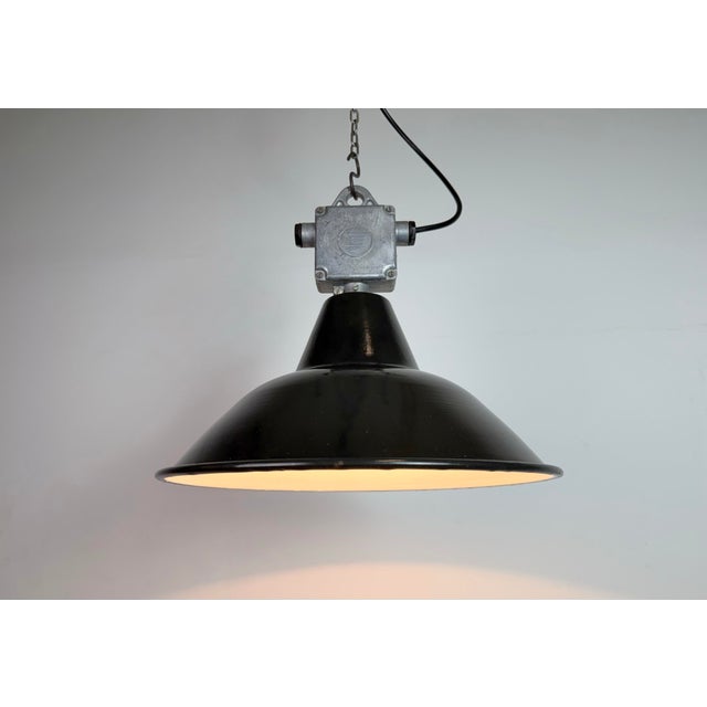 Industrial Black Enamel Pendant Lamps from Elektrosvit, 1960s, Set of 4 For Sale - Image 14 of 18