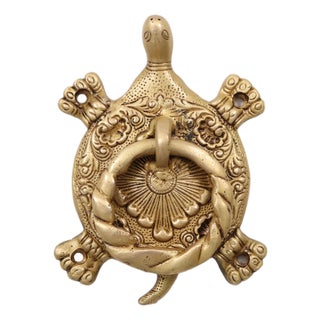 Gold Brass Turtle Door Knocker For Sale
