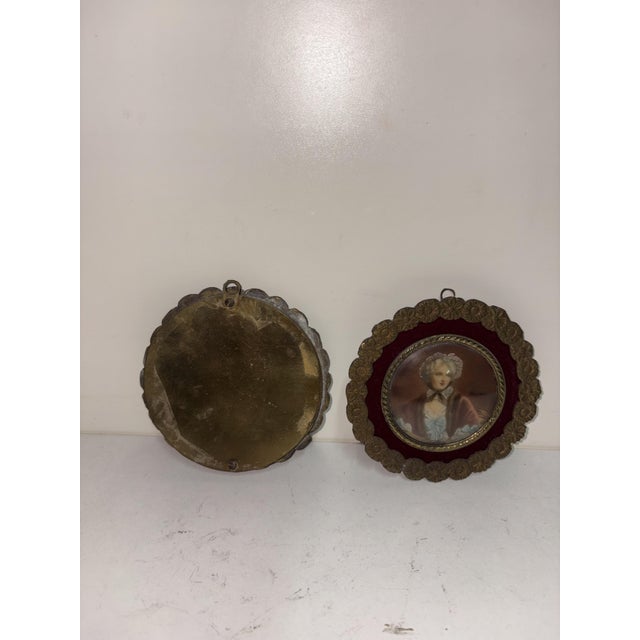 Unknown Artist, Miniature Portraits, 1950, Set of 2 For Sale - Image 10 of 12