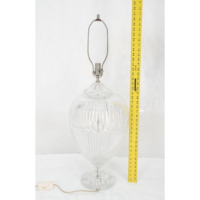 Pair of Large 14" Diameter Cut Glass Urn Vase Shape Table Lamps Stunning MINT For Sale - Image 4 of 10