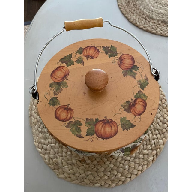 2000 - 2009 Vintage Longaberger Autumn Pail Basket With Pumpkin Patch Lid 2002 For Sale - Image 5 of 12