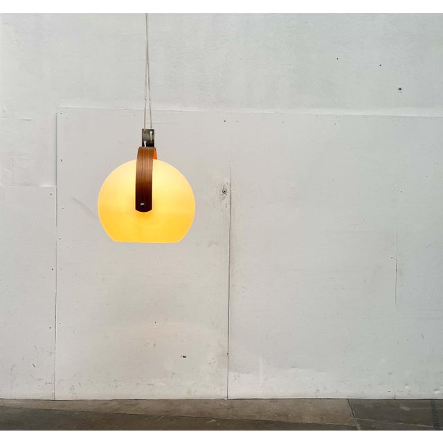 Mid-Century Modern Swiss Space Age Plastic and Plywood Pendant Lamp from Temde, 1960s For Sale - Image 17 of 18