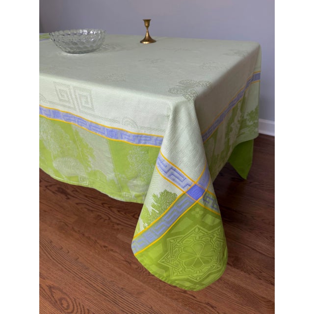 Vintage French Jacquard Tablecloth Designed by Primrose Bordier for Le Jacquard Français For Sale - Image 9 of 10