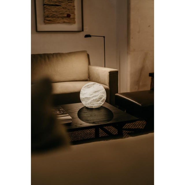 Wireless Moon Small Table Lamp by United Alabaster For Sale - Image 17 of 18