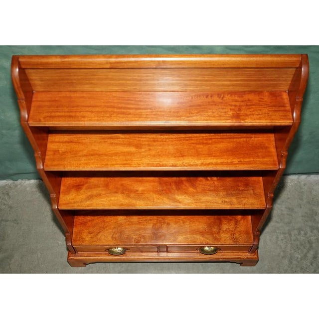 Wood Regency Style Hardwood Waterfall Dwarf Library Bookcases, 1950, Set of 2 For Sale - Image 7 of 18