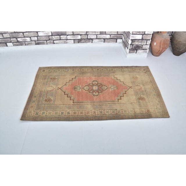 Turkish Vintage Small Oushak Carpet For Sale - Image 3 of 7