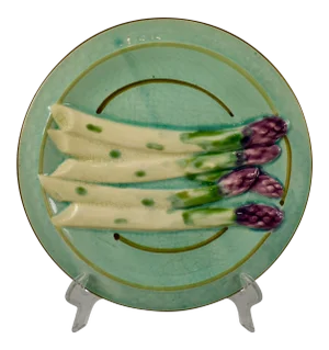 Sarreguemines French Faïence Turquoise Asparagus Plate