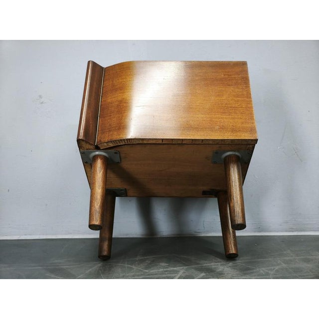 Wood Art Deco Nightstands with Black Opaxit Glass, Czechoslovakia, 1940s, Set of 2 For Sale - Image 7 of 15