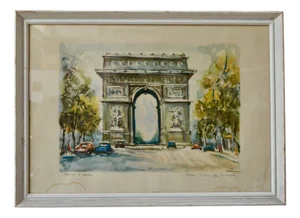 Marius Girard, L'Arc De Triomphe Paris, 1950s, Lithograph, Framed