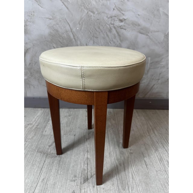 Vintage Workshop Stool in Beech and Leather, 1980s For Sale - Image 6 of 9
