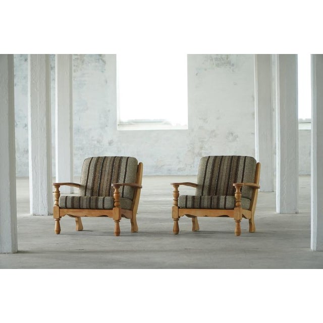1950s Mid-Century Modern Danish Oak Lounge Chairs by Henning Kjærnulf, 1950s, Set of 2 For Sale - Image 5 of 18