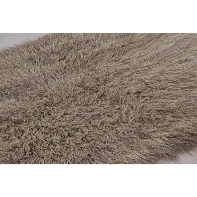 Rug & Kilim Vintage Tulu Shag Rug in Gray With Subtle Stripes - Rug & Kilim For Sale - Image 4 of 7